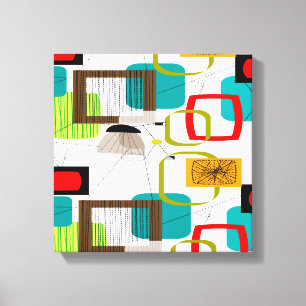 Mid Century Modern Wrapped Canvas Abstract #16 Print