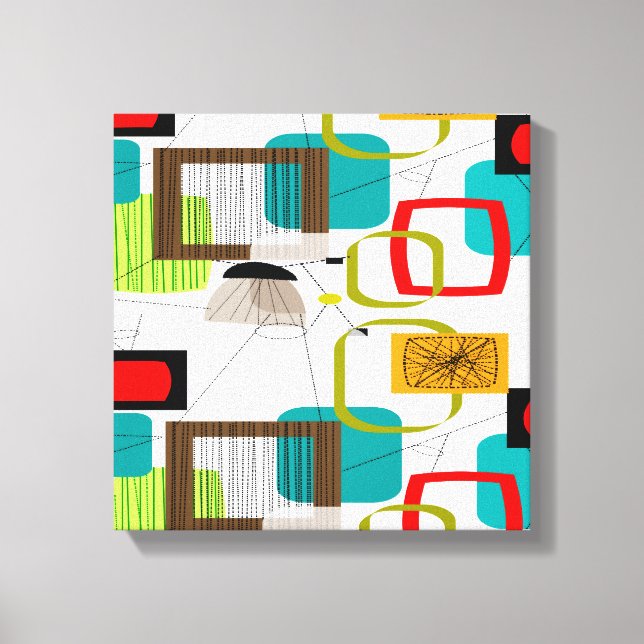Mid Century Modern Wrapped Canvas Abstract #16 Print (Front)