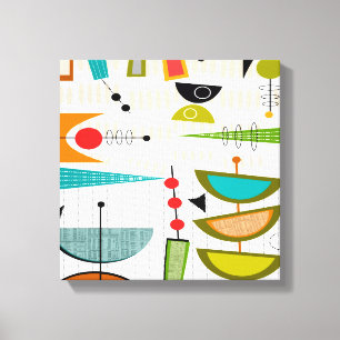 Mid Century Modern Wrapped Canvas Abstract #1A Print