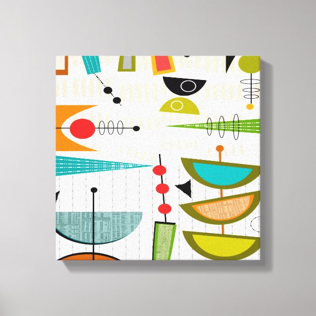 Mid Century Modern Wrapped Canvas Abstract #1A Print (Front)