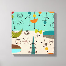 Mid Century Modern Wrapped Canvas Abstract #62