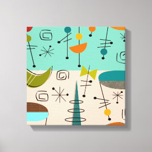 Mid Century Modern Wrapped Canvas Abstract #62 Print