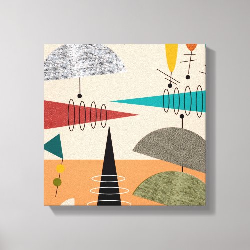 Mid Century Modern Wrapped Canvas Abstract 64