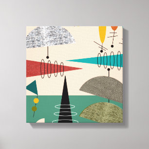 Mid Century Modern Wrapped Canvas Abstract #66 Print