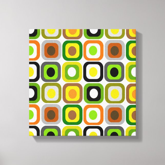 Mid-Century Modern Wrapped Canvas Abstract Squares Print (Front)