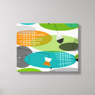 Mid-Century Modern Wrapped Canvas Atomic III Print