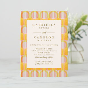 Mid Century Modern Yellow Geometric Chic Wedding Invitation