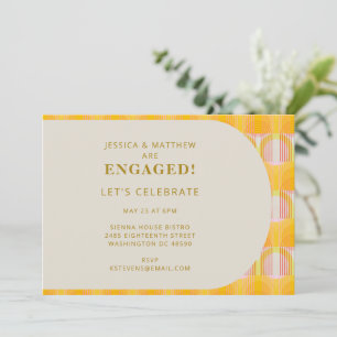 Mid Century Modern Yellow Geometric Engagement Invitation