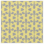 Mid Century Modern Yellow Gray Fleur de Lys Fabric