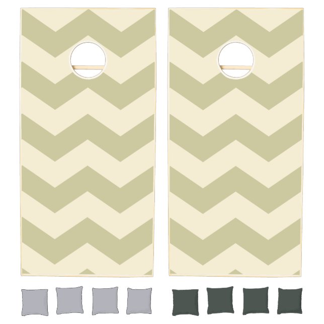 Mid-Century Modern Zigzag Striped Dust Sage Cornhole Set (Set)