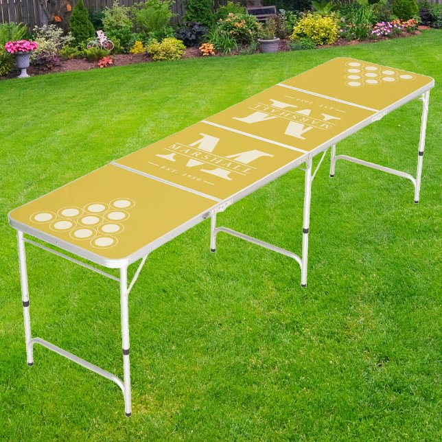 Mid-Century Monogram & Name Overlay on Burnt Lemon Beer Pong Table (Creator Uploaded)
