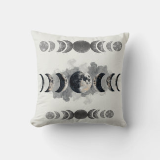 Mid-Century Moon Phases Totem Poster | Bauhaus Geo Throw Pillow