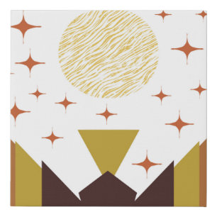 Mid Century Mountain Landscape Faux Canvas Print