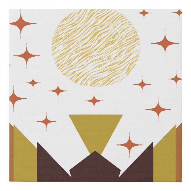 Mid Century Mountain Landscape Faux Canvas Print (Front)