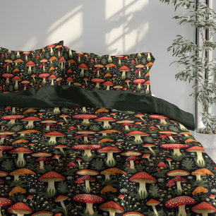Mid-Century Mushroom Duvet Rustic Woodland Vibe Cover