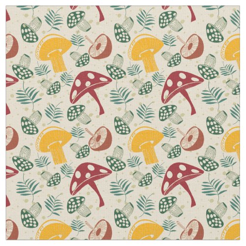 Mid Century Mushroom Pattern  Fabric