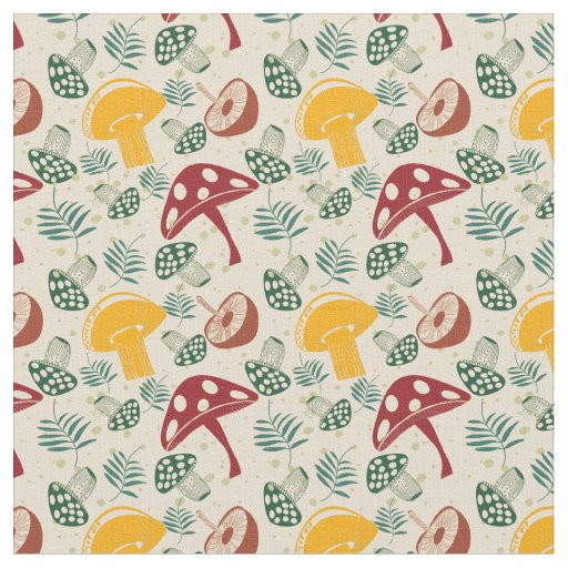 Mid Century Mushroom Pattern  Fabric