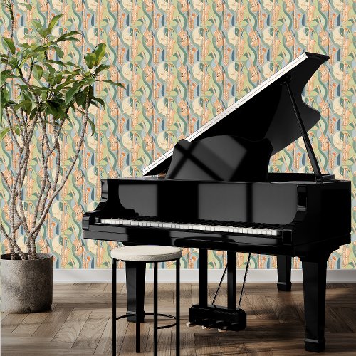 Mid_century Musical Instruments DIY Peel and Stick Wallpaper