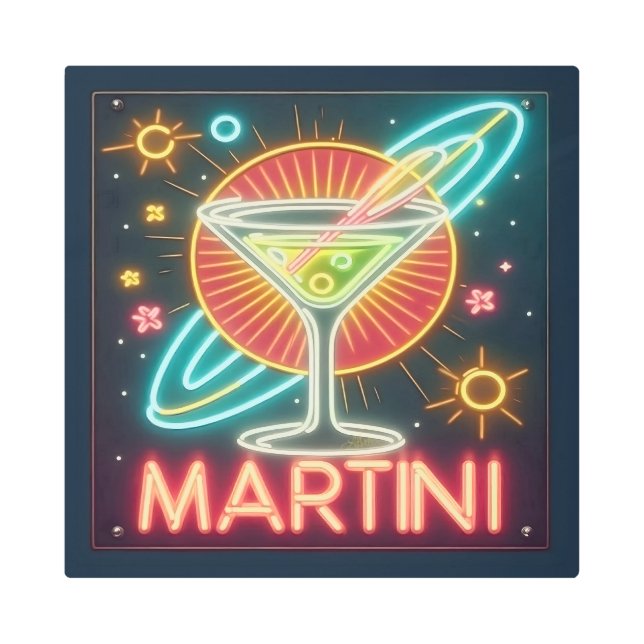 Mid Century Neon Martini Sign  (Front)