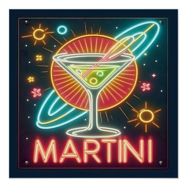 Mid Century Neon Martini Sign  (Front)