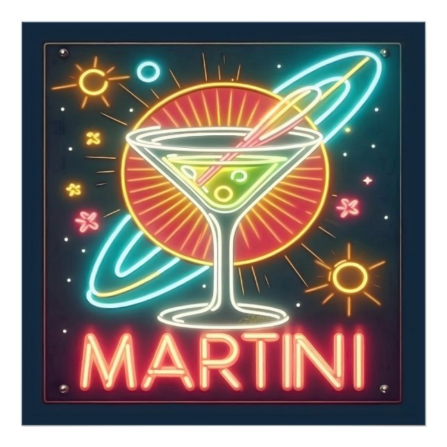Mid Century Neon Martini Sign  (Front)