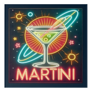 Mid Century Neon Martini Sign  Acrylic Print