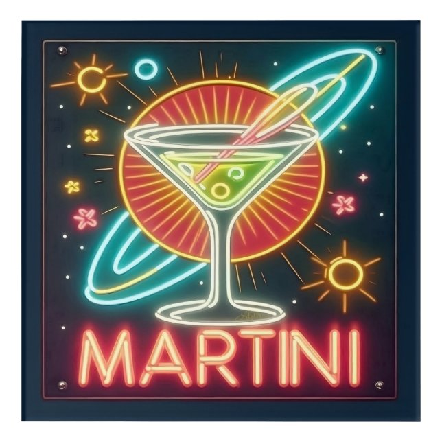 Mid Century Neon Martini Sign  Acrylic Print (Front)