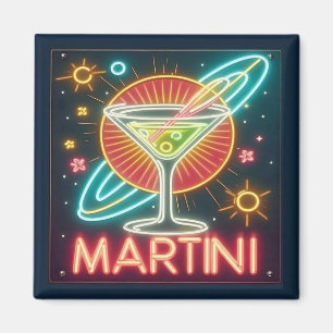 Mid Century Neon Martini Sign  Magnet
