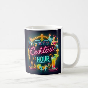 Mid Century Neon Sign Cocktail Hour Couple Coffee Mug