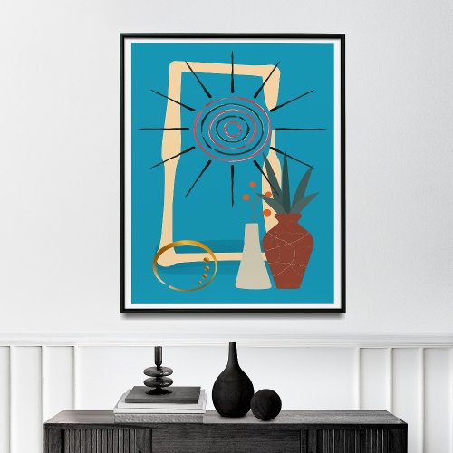 Mid_Century Neutral Modern Home Decor  Poster