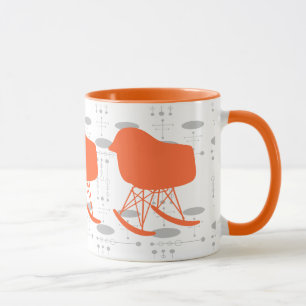 Mid-Century Orange Gray Pattern Chair Silhouette Mug