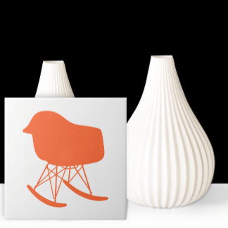 Mid-Century Orange Rocking Chair Silhouette Ceramic Tile