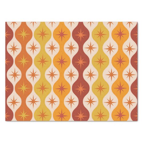 Mid Century Orange Starbursts on Ogee Pattern  Tissue Paper