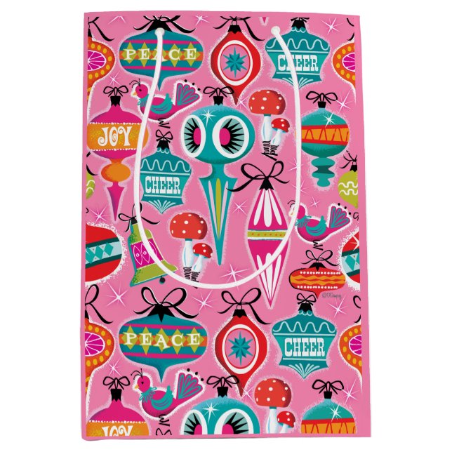 Mid-Century Ornaments Christmas Wrapping Paper Medium Gift Bag (Front)
