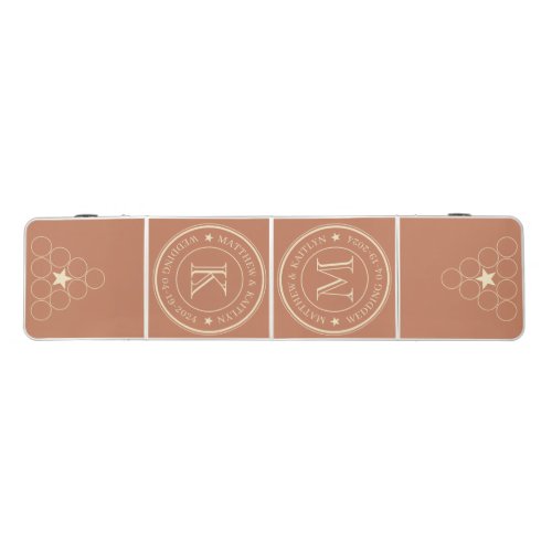 Mid-Century Pale Rose Wedding Monogram Star Beer Pong Table