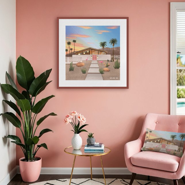 Mid-century Palm Springs Flamingo House Framed Art (Creator Uploaded)
