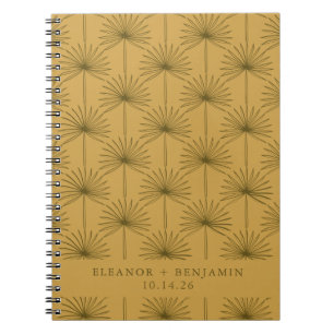 Mid Century Palm Springs Mustard Olive Wedding Notebook