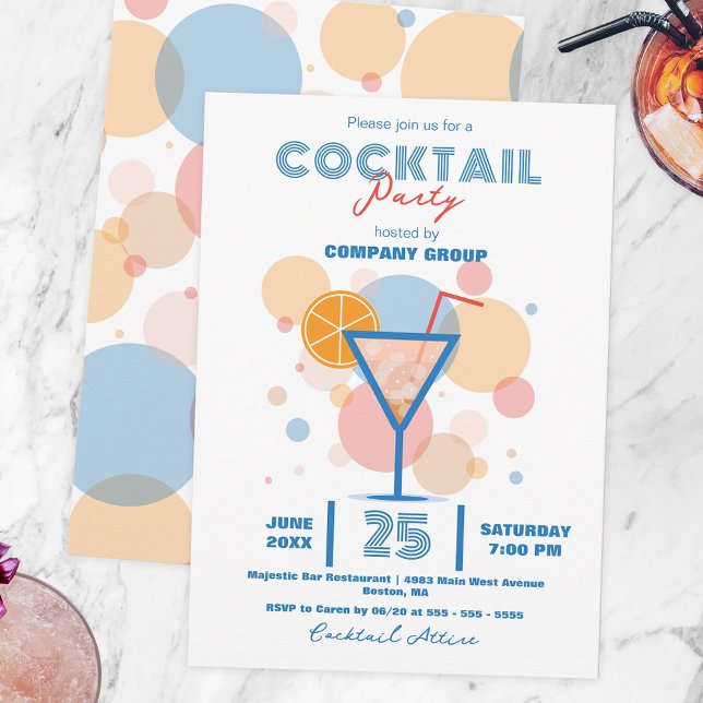 Mid Century Pastel Corporate Cocktail Party Invitation (Creator Uploaded)
