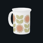 Mid-Century Pastel Pink Retro Floral Pattern Beverage Pitcher<br><div class="desc">This seamless retro floral pattern features soft pastel pink groovy flowers paired with muted green leaves, inspired by classic mid-century modern and 70s vintage design. The repeating layout creates a balanced, calming visual rhythm, making it ideal for large-scale applications without visible breaks. Designed for versatility, this pattern works perfectly across...</div>