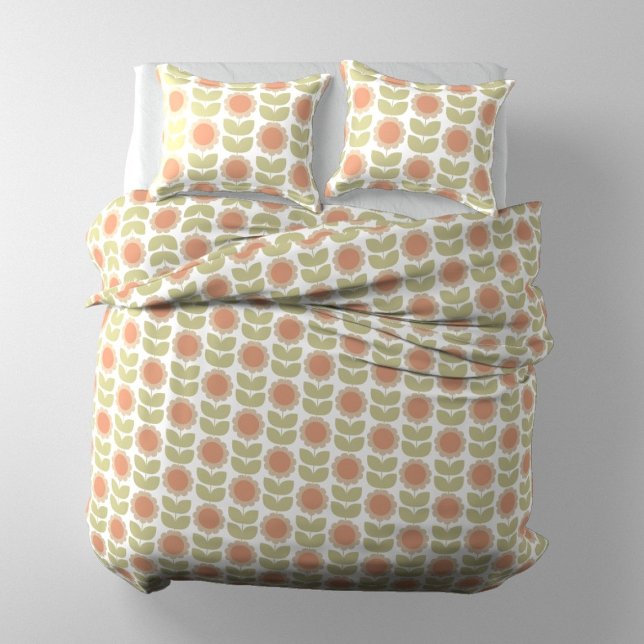  Mid-Century Pastel Pink Retro Floral Pattern Duvet Cover (Creator Uploaded)