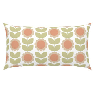 Mid-Century Pastel Pink Retro Floral Pattern Pillow Case