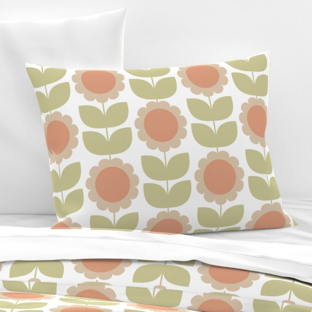  Mid-Century Pastel Pink Retro Floral Pattern Pillow Case (Creator Uploaded)