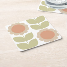 Mid-Century Pastel Pink Retro Floral Pattern