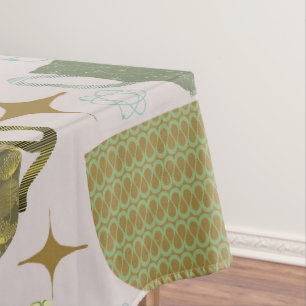 Mid Century Pastel Teacup Pattern Tablecloth