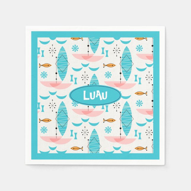 Mid Century Pink Catamaran Napkins (Front)