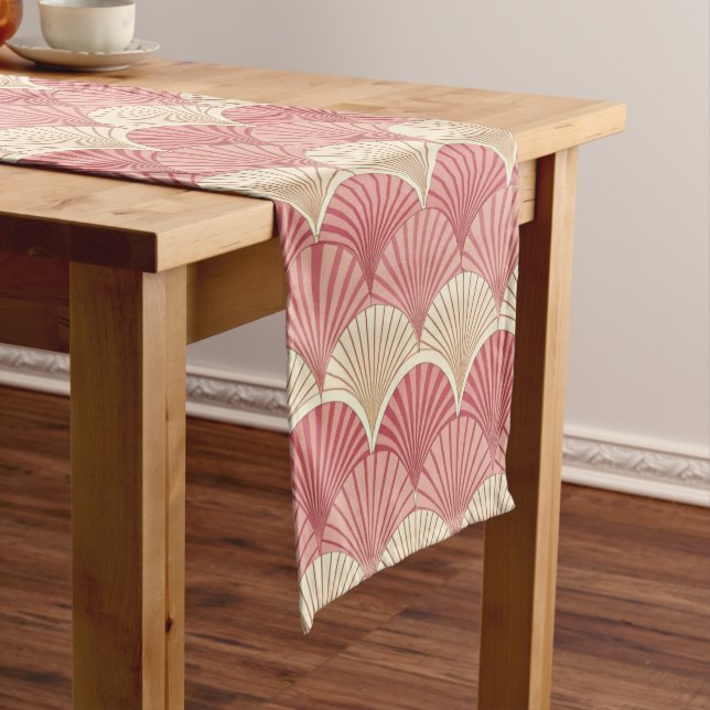 Mid-Century Pink Fans Long Table Runner (In Situ)