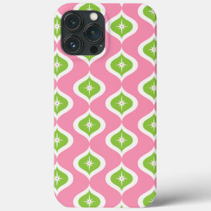 Mid Century Pink & Green Geometric Christmas iPhone 13 Pro Max Case