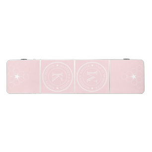 Mid-Century Pink Whisper Wedding Monogram Star Beer Pong Table
