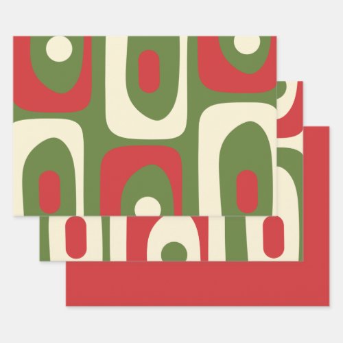 Mid_Century Piquet Retro Minimalist Christmas Wrapping Paper Sheets