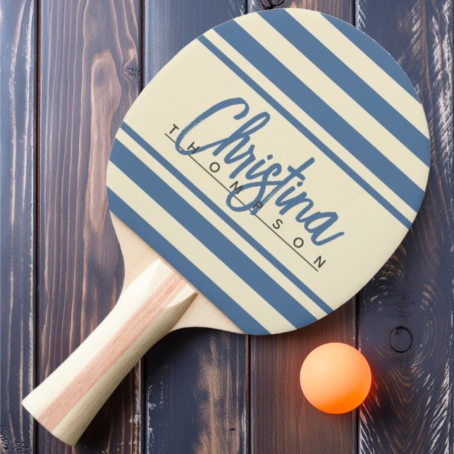 Mid-Century Polo Banner Capri Blue Painted Name  Ping Pong Paddle (Creator Uploaded)